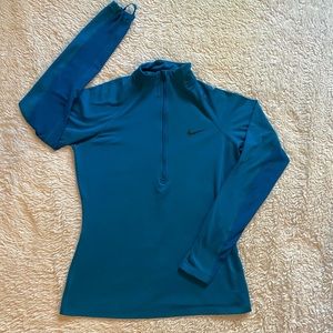 Blue Nike Pro Women’s Quarter Zip - Running, Workout, Small, Long Sleeve